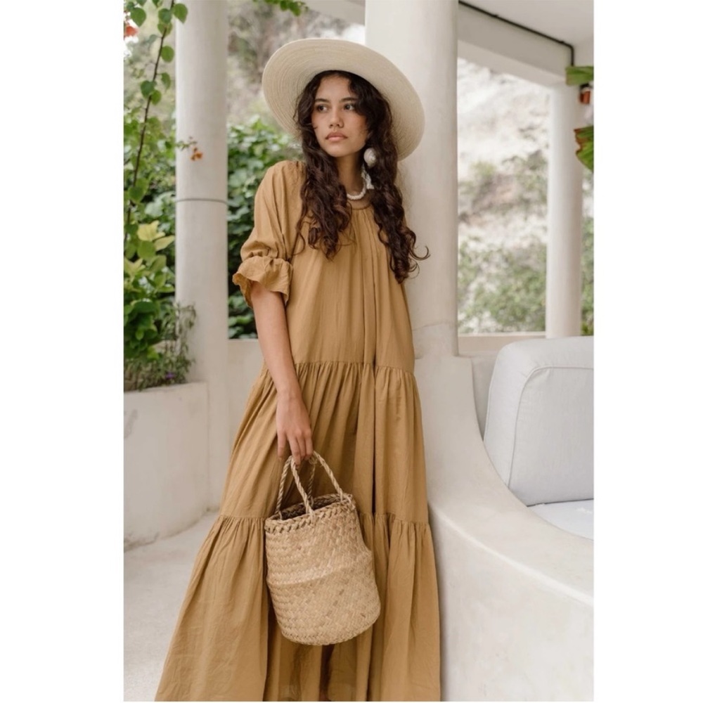 Daughters of India Sahana Dress, Desert (Golden Tan), Size M